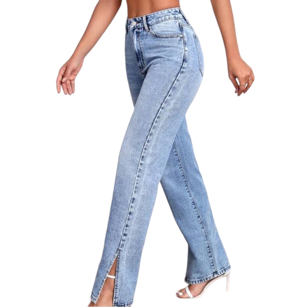 H&M Vintage Straight Ultra High Waist Split Hem Jeans. Size 16